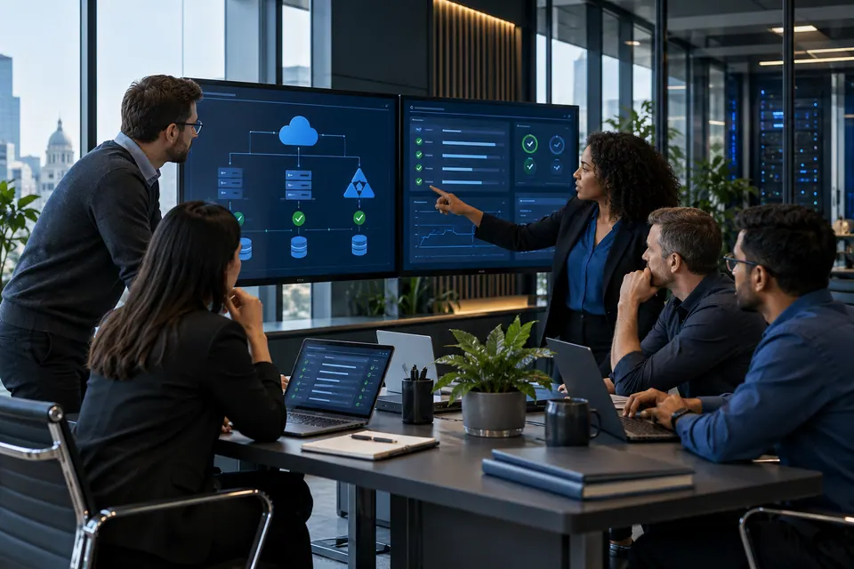 A shared verification record connects directory, cloud and application owners.