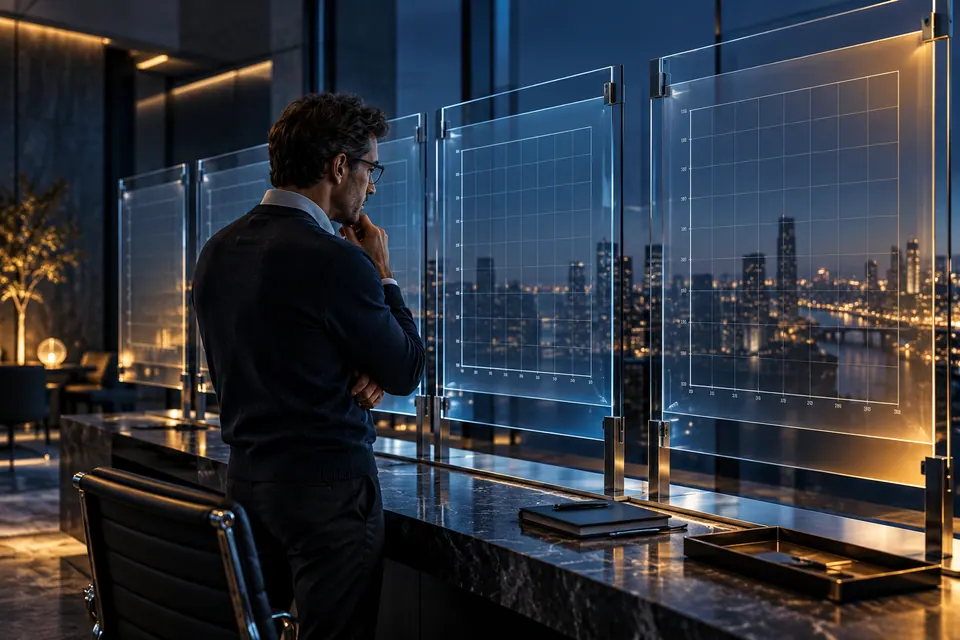 A forensic analyst comparing blank metering graphs across physical transparent panels