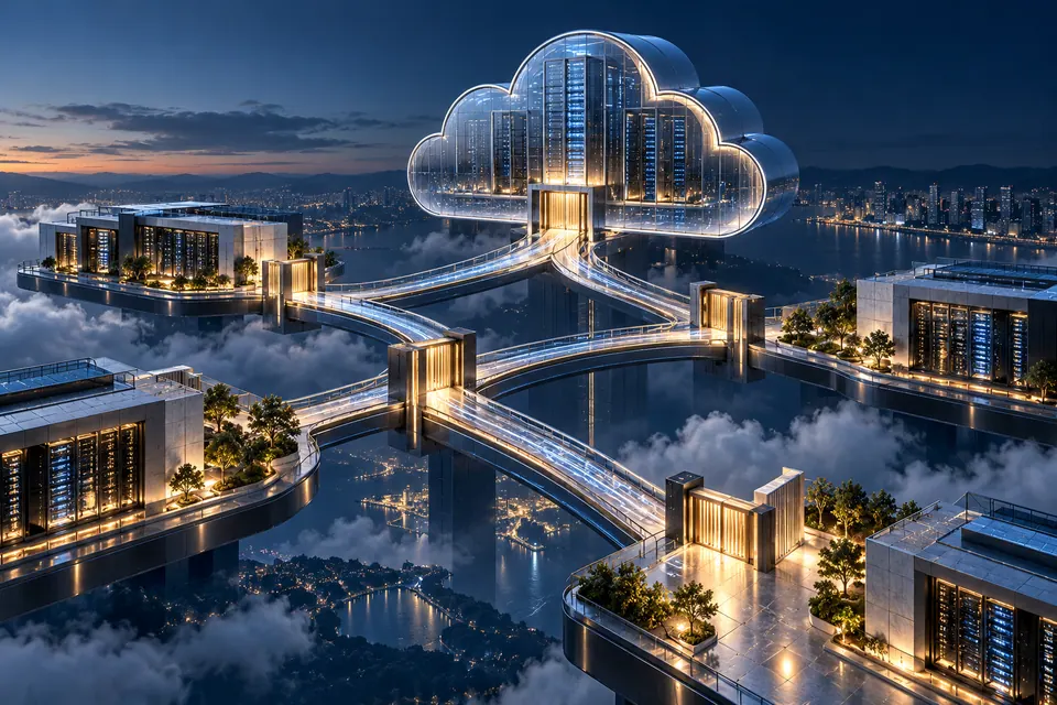 A branching cloud infrastructure model with controlled access gates